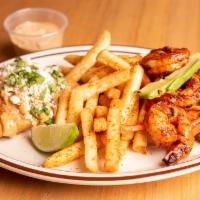 Trio Plate · Empanadas, shrimp and tajin fries