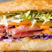 91. PAUL REUBENS · Pastrami, Purple Slaw, French Dressing, Swiss. All sandwiches are served hot with dirty sauc...
