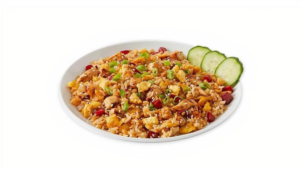Fried Rice · Fried rice, eggs, sesame seeds, red bell peppers, and onions, cooked with Soy Garlic sauce and your choice of protein. 1168 -1660 cal.