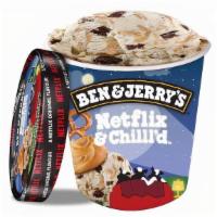 Ben & Jerry'S Netflix & Chilll'D · Rich creamy vanilla goodness between two vanilla wafers. Each sandwich is printed with one o...