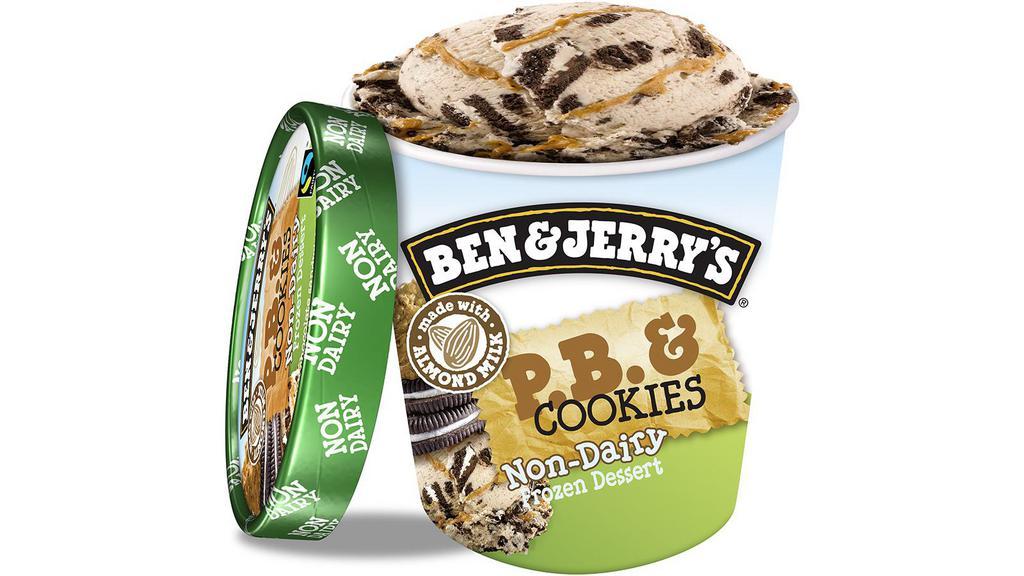 Ben & Jerry'S Non-Dairy P.B. And Cookies · Vanilla non-dairy frozen dessert with chocolate sandwich cookies & crunchy peanut butter swirls. Certified Vegan. 16 oz.