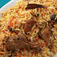 46. Chicken Biryani · Aromatic basmati rice with chicken pieces of cooked in authentic spices.
