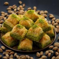 Walnut Baklava · Traditional flaky dough flavored with honey and walnuts.