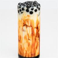 Caramel Cream · Contains Lactose.  Non-Caffeinated. Hand-roasted caramel infused boba with organic milk