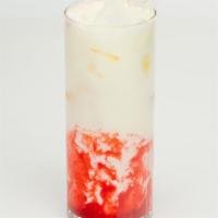 Silky Strawberry · Signature strawberry jam infused organic milk w/ honey boba