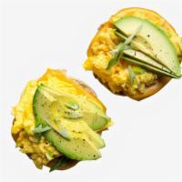 Egg, Cheese, & Avocado Smashed Sammy · Breakfast sandwich with scrambled eggs, cheese and avocado.