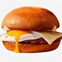 Sausage, Egg, & Cheese Smashed Sammy · Breakfast sandwich with chicken sausage, fried egg, and cheese.