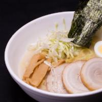 Ramen · Pork broth with egg ramen noodle. Flavors (miso, spicy miso or shoyu) + two pc sushi.