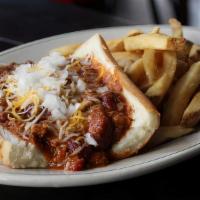 Royal Chili Top Dog · The best you ever had! Plump, juicy, grilled 1/4 pound all-beef frank - topped with our home...