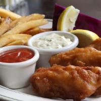 Fish & Chips · Tavern-battered cod with chips.