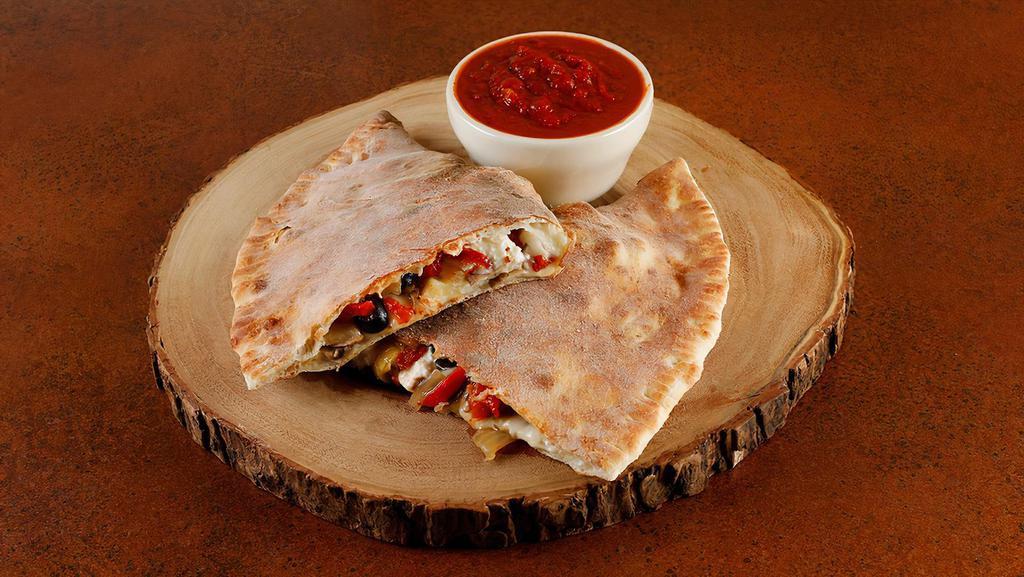Vegetarian Calzone · Mushroom, onion, red bell peppers, olives.