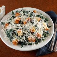 Kale Caesar · Kale, housemade croutons, freshly grated Parmesan. Served with Caesar dressing.