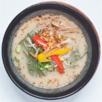 Vegan Ramen · Vegan broth, kale noodle, bean sprouts, bamboo shoots, corn, green onion, bell pepper, fried...