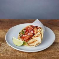 FISH TACO :: · Marinated mahi-mahi in soft corn tortillas with cilantro, cabbage, red onions, pico de gallo...