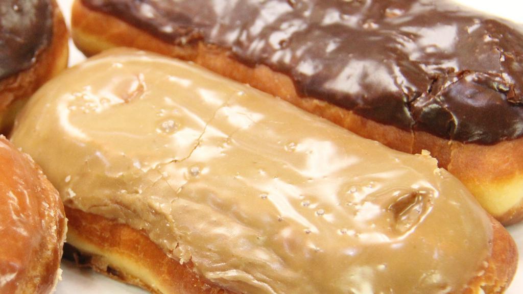 Filled Custard Bar Donut · Maple custard or chocolate custard bar, Boston cream.