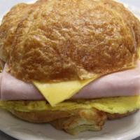 12. Meat with Eggs & Cheese on Croissant · Bacon, or Ham, or Sausage