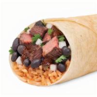 Mexicano Burrito · Your choice of protein with Baja rice, choice of black beans or pinto beans, hot or mild sal...