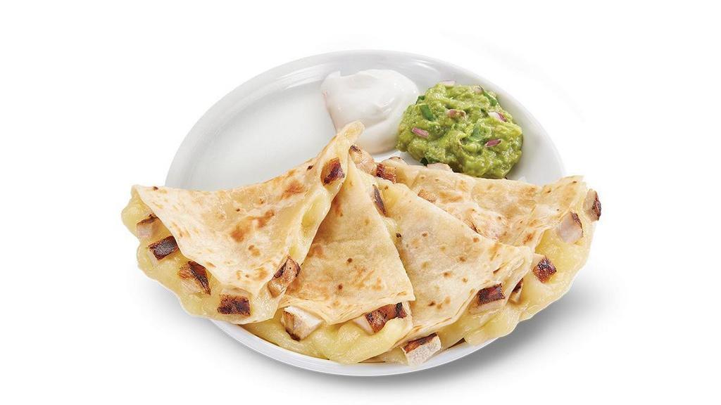 Quesadillas · Your choice of protein with cheese, guacamole and sour cream.