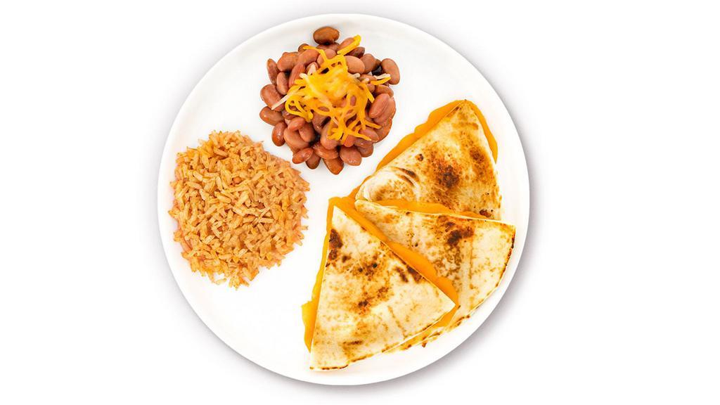 Kids' Quesadilla · Flour tortilla, mixed cheese, choice of two sides and ranch dressing.