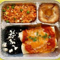 Tv Dinner Cheese Enchiladas · Hearty meals made in-house, frozen in retro-style trays, and ready to pop in the oven when y...