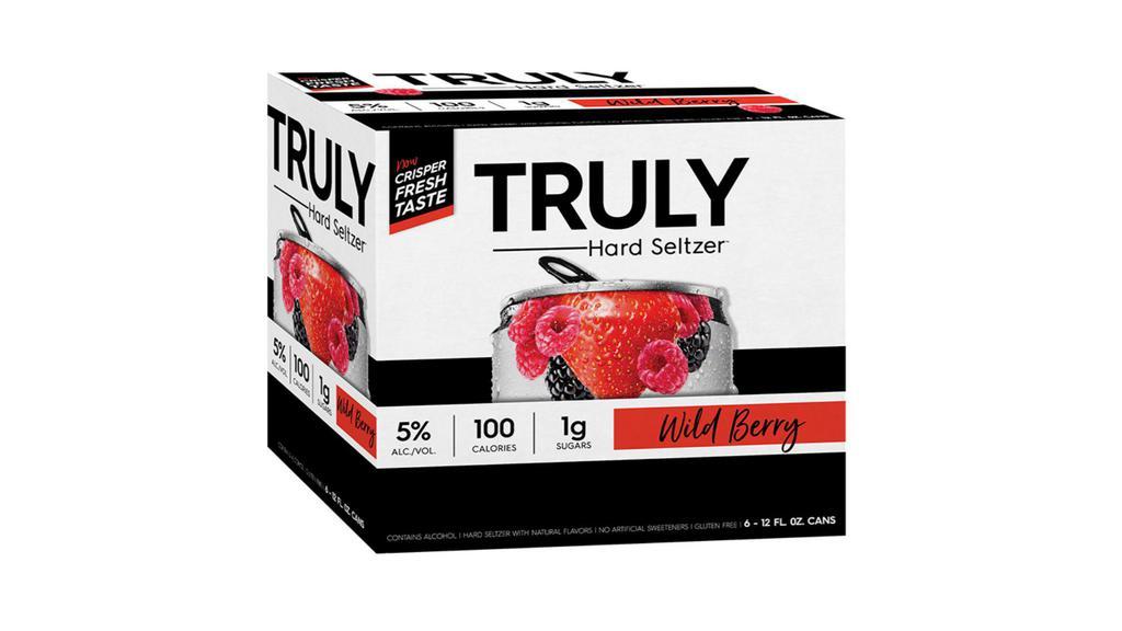 Truly Wild Berry 6Pk-12Oz (5.0% Abv) · Refreshing berry flavored hard seltzer [5% abv]. Must be 21 or over to purchase alcohol. You will be carded upon delivery of the order. By ordering these items you are confirming you are over 21 years old. Must be purchased with food.