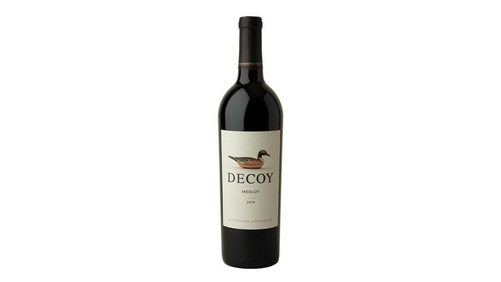 Duckhorn Decoy - Merlot – Sonoma, 750mL (14.1% ABV) · Black cherry + plum, fruitful finish. Must be 21 or over to purchase alcohol. You will be carded upon delivery of the order. By ordering these items you are confirming you are over 21 years old. Must be purchased with food.