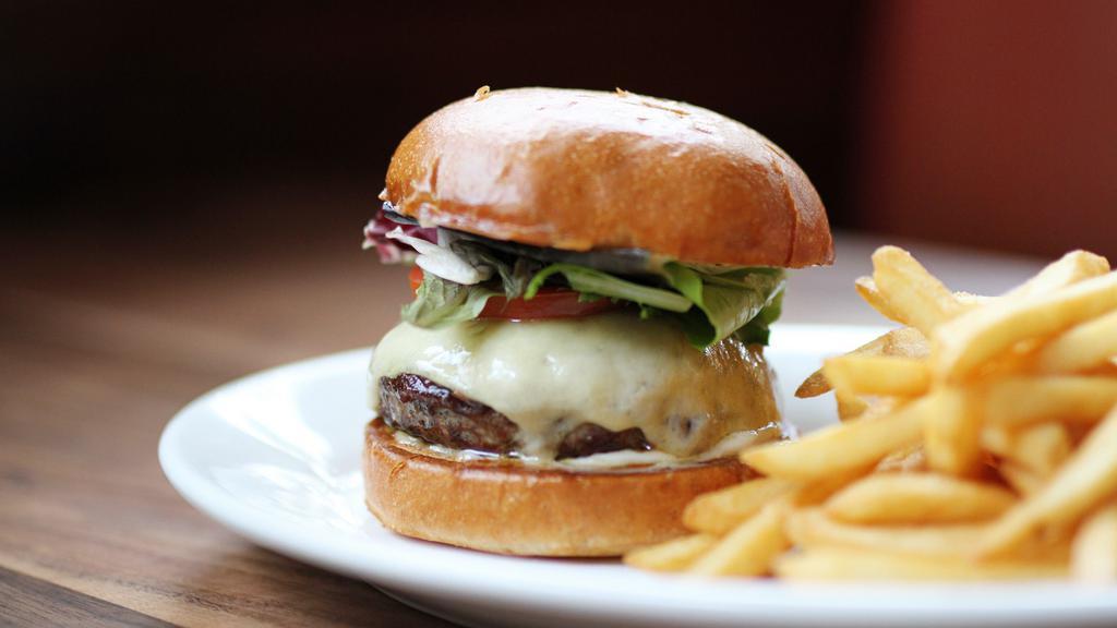 Bison Burger* · all-natural durham ranch grass-raised wyoming bison, havarti, caramelized onion + bacon jam, green leaf lettuce, tomatoes, mayo [970 cal] .