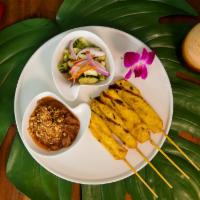 Chicken Satay · Grill on skewers marinated chicken in spices and Thai curry powder, served with peanut sauce...