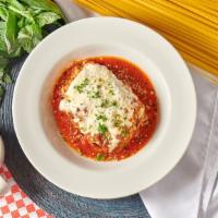 Oven Baked Lasagna · Ricotta and mozzarella with our rich meat sauce.