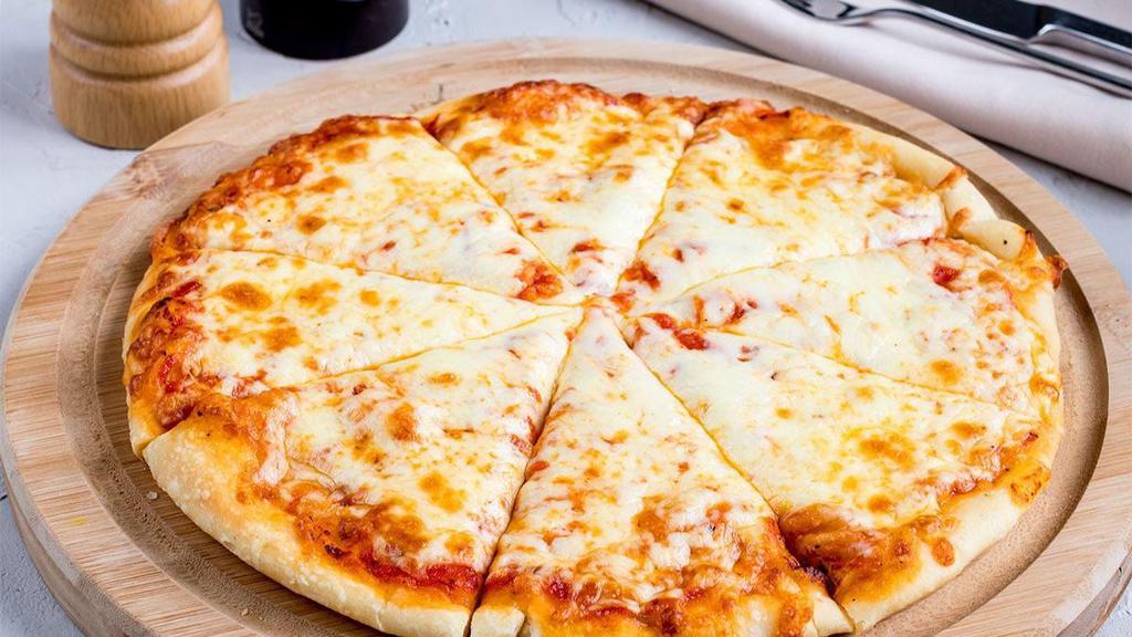 Cheese Pizza · Hot and delicious 12-inch cheese pizza made with our special tomato sauce and a generous topping of classic Italian mozzarella cheese.
