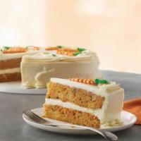 Carrot Cake · Our famous Carrot Cake topped with cream cheese icing. Available whole, half, or by the slice.
