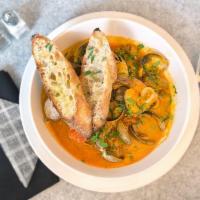 Zuppa di Pesce · Seafood Stew, Clams, Calamari, Shrimp, fresh fish in a light spicy tomato broth, Served with...