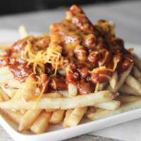 Chili Cheese Fries · Chili con carne & cheddar cheese loaded crispy fries!