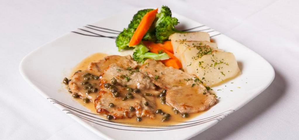 Veal Piccata · Provini Veal Sautéed with White Wine, Butter, Lemon Juice and Capers.