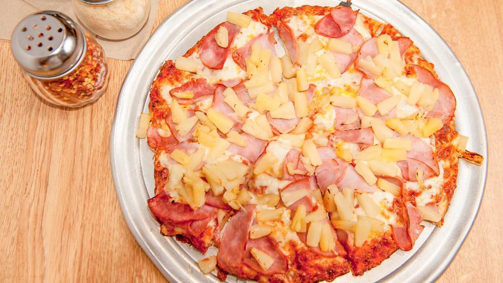 Hawaiian (Personal, 4 Slices) · 130-190 cal/slice. Crust: Original Crust. Island Style Pizza. Tender ham & juicy pineapple on zesty red sauce.