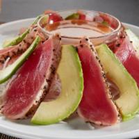 Tunacado* · Seared ahi tuna served with fresh sliced avocado and creamy tataki dipping sauce
