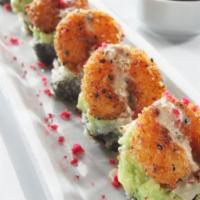 “Ra”Ckin’ Roll · Krab† and cream cheese rolled, lightly tempura battered and topped with guacamole and “RA”ck...