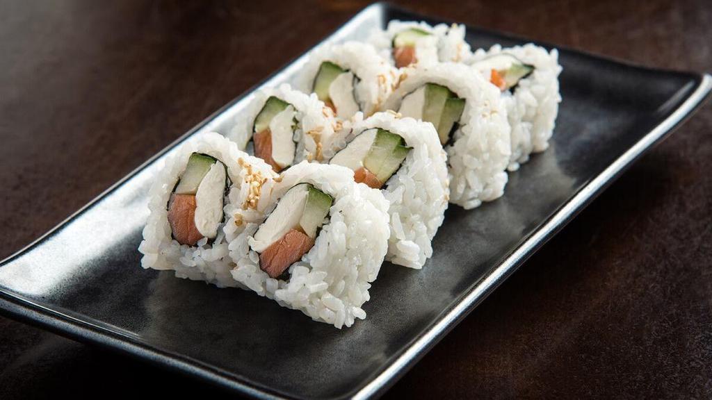 Philadelphia Roll* · Smoked salmon, cream cheese, and cucumber rolled in seaweed and rice, topped with sesame seeds.