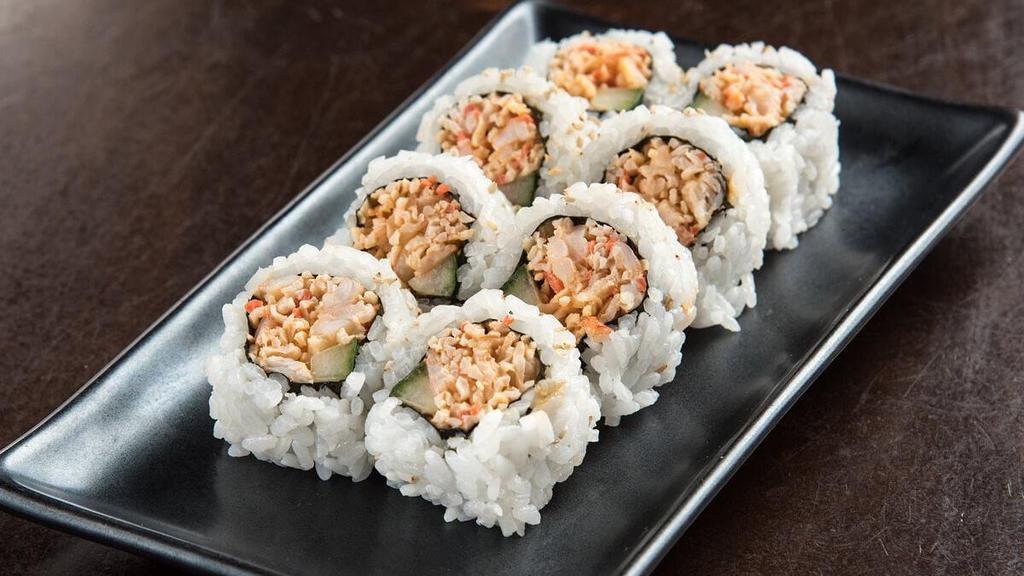 Spicy Shrimp Roll† · Shrimp and krab† mix combined with spicy mayo and cucumber, rolled in seaweed and rice.