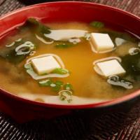 Miso Soup · Tofu, seaweed and green onions in a miso broth