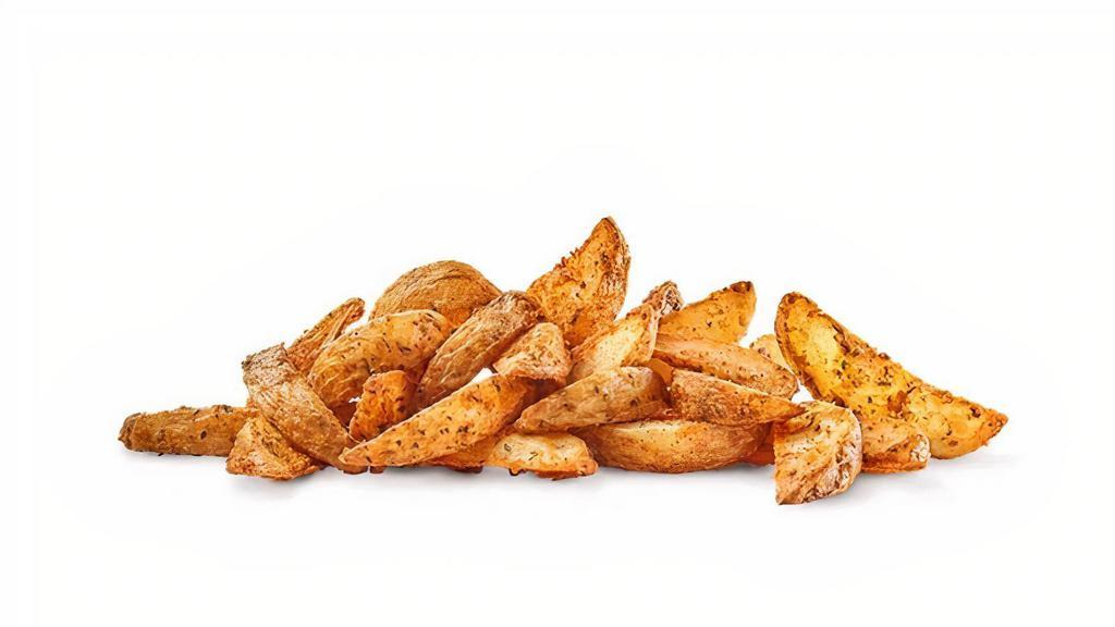 Potato Wedges · Thick-cut potato wedges flavored with sour cream – chive seasoning.