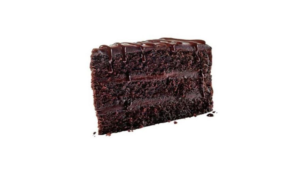 Chocolate Fudge Cake · Big, rich slice of chocolate fudge cake.