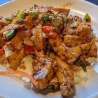 Spicy Tofu · Spicy. Organic tofu and wok-fried with spices, bell pepper, celery and chili.