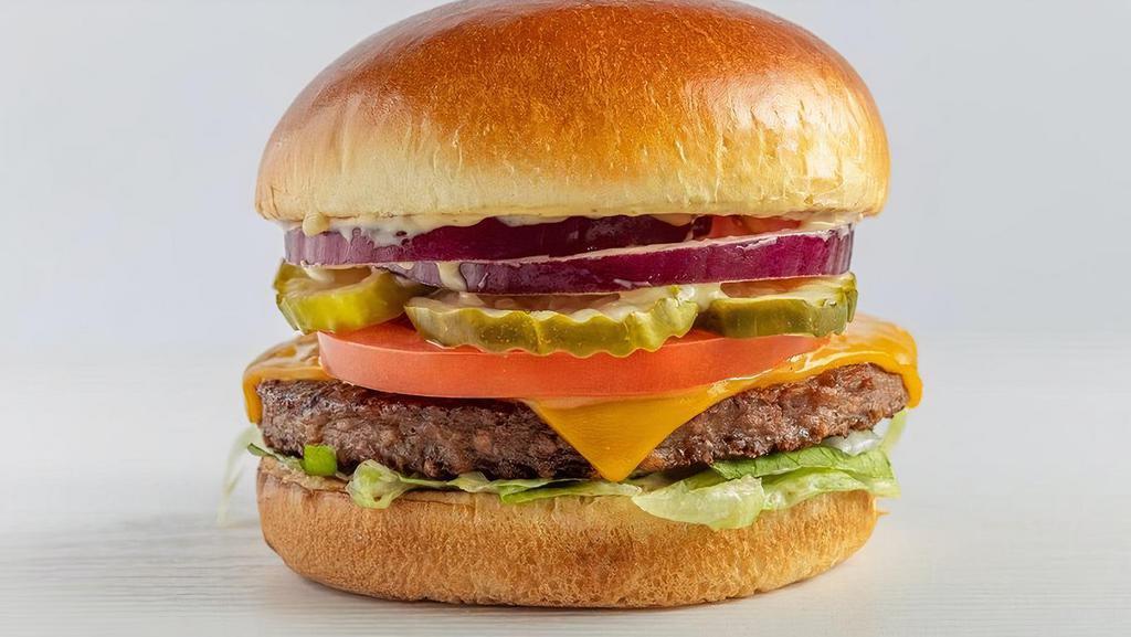 The Vg Classic · Beyond burger, American cheese, special sauce, lettuce, tomato, and onion on a brioche bun | 370-600 cals