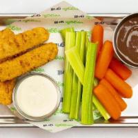 Kids' Crispy Chick'N · Three (3) crispy chick'n wings served with creamy ranch dipping sauce | 300 cals.