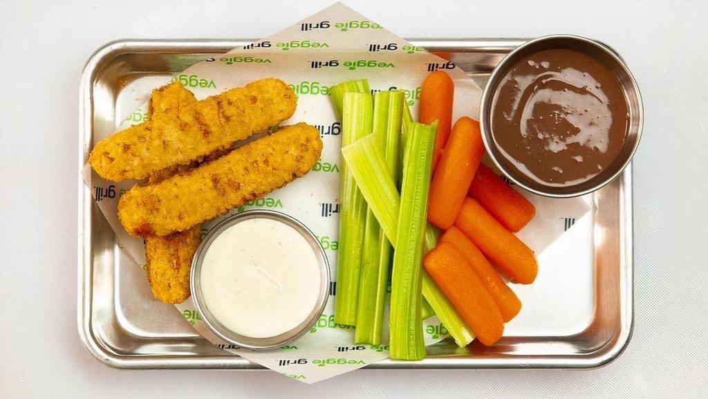 Kids' Crispy Chick'N · Three (3) crispy chick'n wings served with creamy ranch dipping sauce | 300 cals.