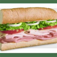 Club · Slow-cured ham, oven-roasted turkey and Swiss made the BLIMPIE® WAY with tomatoes, lettuce, ...