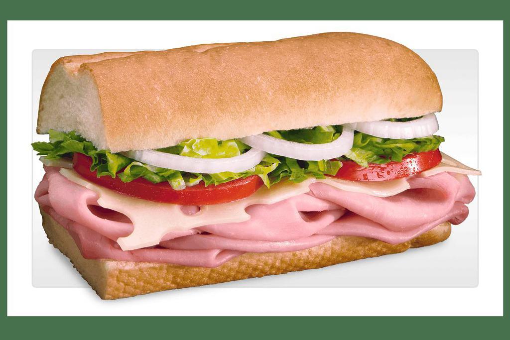 Ham & Swiss · Slow-cured ham and Swiss made the BLIMPIE® WAY with tomatoes, lettuce, onion, vinegar, oil and oregano