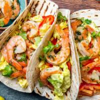 Prawns Taco · Delicious Taco made with Prawns, lettuce, and salsa.
