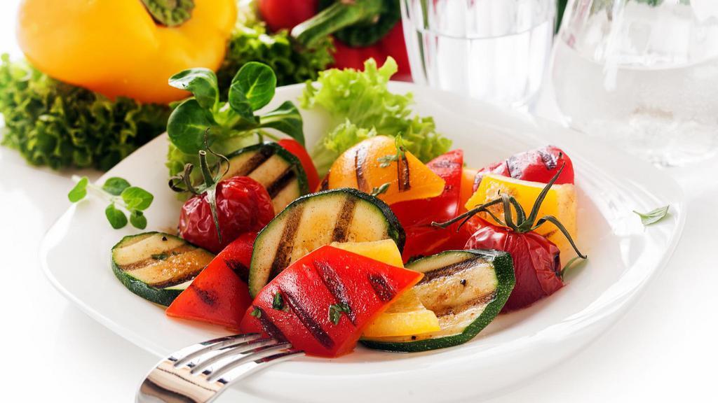 Grilled Vegetables · A dish of mixed grilled vegetables available in customer's preference of size.